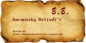 Baranszky Bolivár névjegykártya